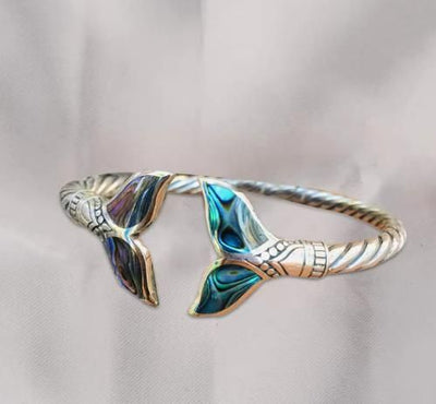 Abalone Shell Mermaid Tail Bangle Bracelet