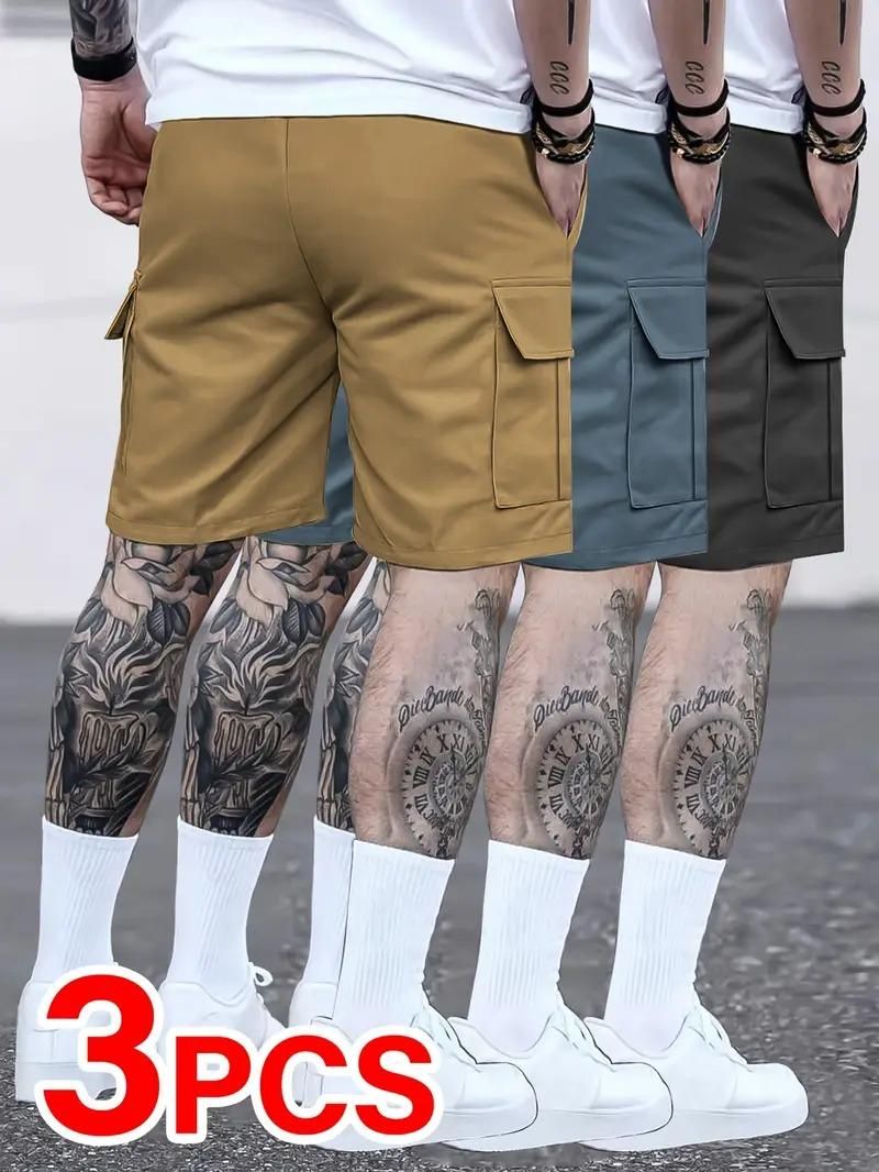 Men's Cotton Casual Cargo Shorts Pack of 3